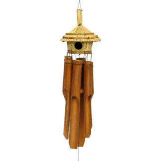 Bamboo and coconut bird house wind chime - large