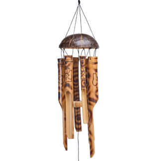 Bamboo & coconut wind chime-burnt floral - med.