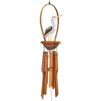 Heron in nest bamboo and coconut wind chime