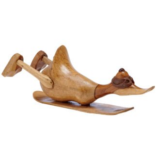 Bamboo root snowboarding duck