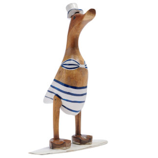 Bamboo root female duck on surfboard