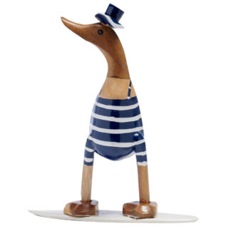 Bamboo root male duck on surfboard