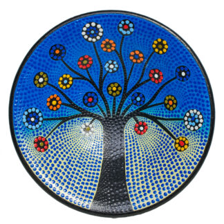 Set of three round  bowls with blue tree of life