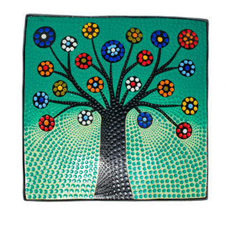 Set of three square plates - tree of life motif