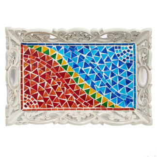 Set of three kitchen trays with multicoloured mosa