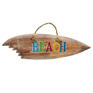 'Beach' surfboard sign