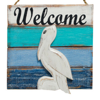 BUY 2 GET 1 FREE! 'Welcome' sign - with pelican decoration