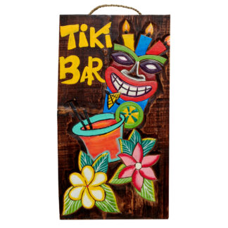 'Tiki bar' sign with drinking man