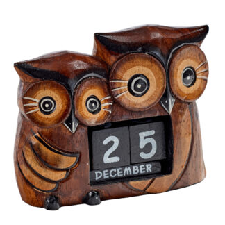 Two owls with calendar in body