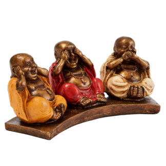 Resin see no evil...Chinese Buddhas on stand