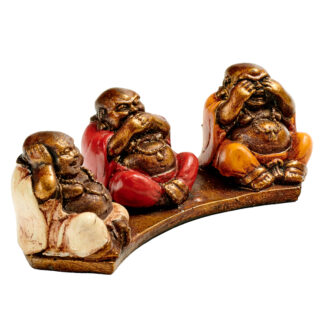 Resin see no evil, hea...Chinese Buddhas on stand