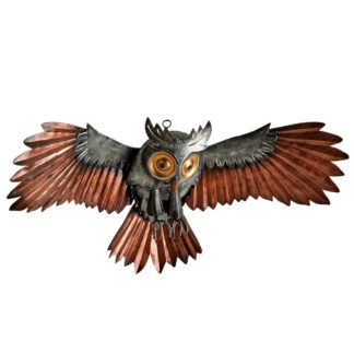 Iron flying owl wall art