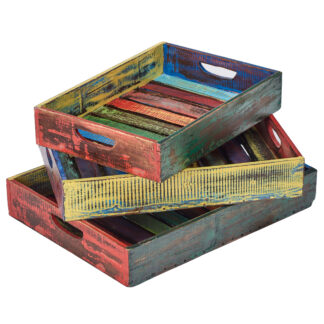 Set of three rustic kitchen trays