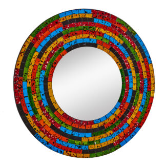 Round small square mosaic mirror (60cm)