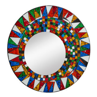 Round small square 7 triangle mosaic mirror (60c)