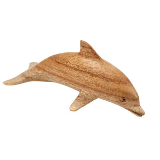 Natural wood swimming dolphin (10cm)