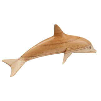 Natural wood swimming dolphin (15cm)