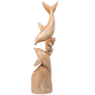 Natural wood dolphin statue (1mt)