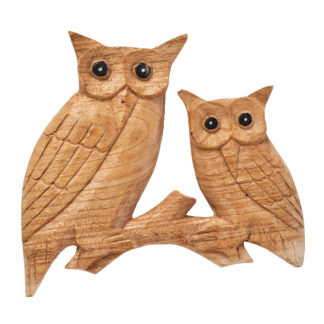 Natural wood owl wall art