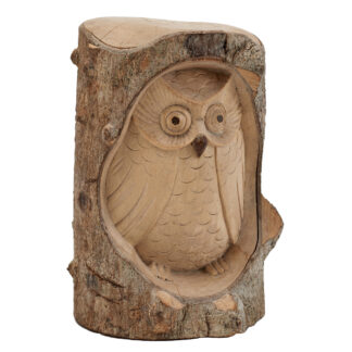 Natural wood owl in tree trunk (10cm)