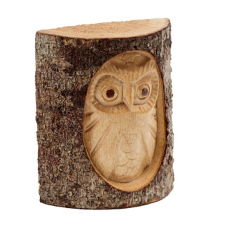 Natural wood owl in tree trunk (11cm)