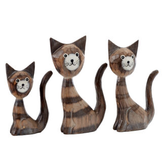 Set of three long tail cartoon cats