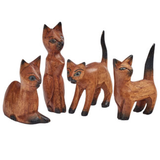 Set of four brown cats - small