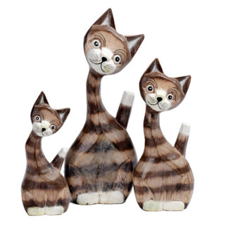 Painted cat family of cartoon cats, striped - sm.