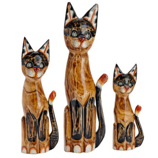 Painted cat family, tan and black pattern - medium