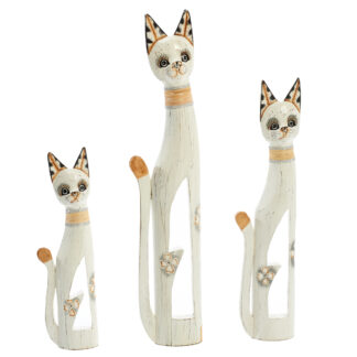 Painted cat family, with hole in body - large