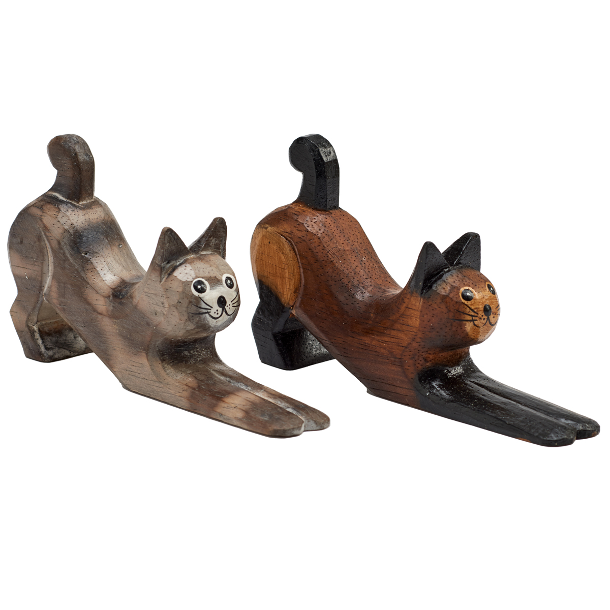 Painted cat door stop - Java Art