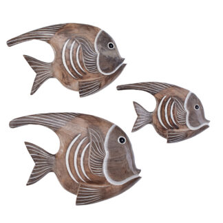Set of three painted angelfish wall art