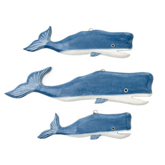 Set of three painted whales wall art