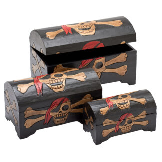 Skull & crossbones set of three chests - large