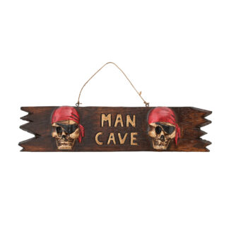 'Man cave' sign with pirate skulls