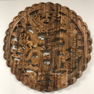 Natural wood round dragon wall art