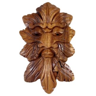 Natural wood green man of the forest puzzle trinket holder