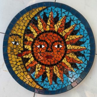 Sun and moon mosaic wall art