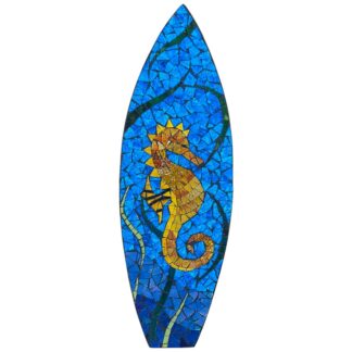 Seahorse mosaic surfboard wall art