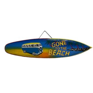 'Gone to the beach' surfboard sign