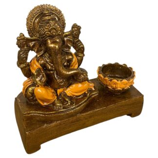 Resin Ganesh on base tea light holder and incense holder