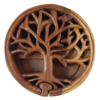 Natural wood tree of life puzzle trinket holder