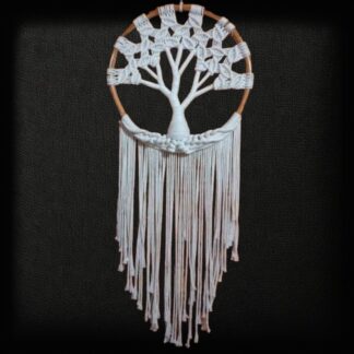 Macrame tree of life dreamcatcher on rattan frame with tassels