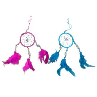 Miniature dreamcatchers with feather tassels