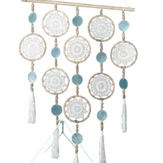 Miniature macrame dreamcatcher mobile- cream