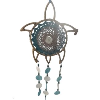 Macrame turtle windchime with capiz shells