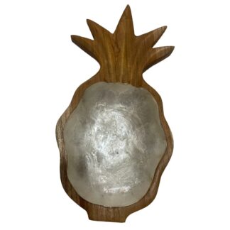 Teak plate with shell inlay