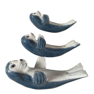 Set of 3 painted walruses