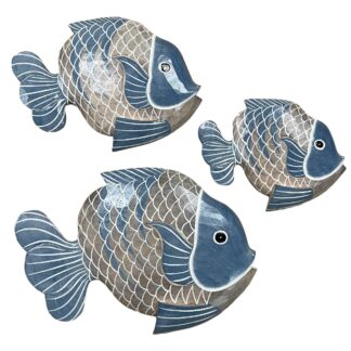 Set of 3 painted coral fish wall art