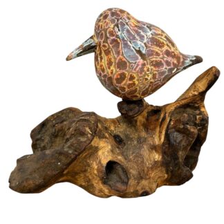 Abstract single bird on driftwood - small